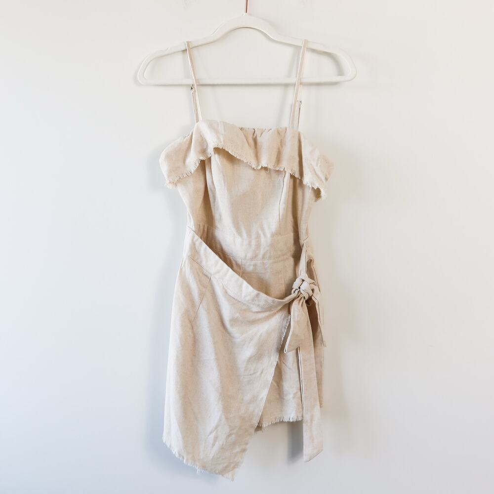 Princess Polly Wrap Romper Size 4 Tie Waist Frayed Hem